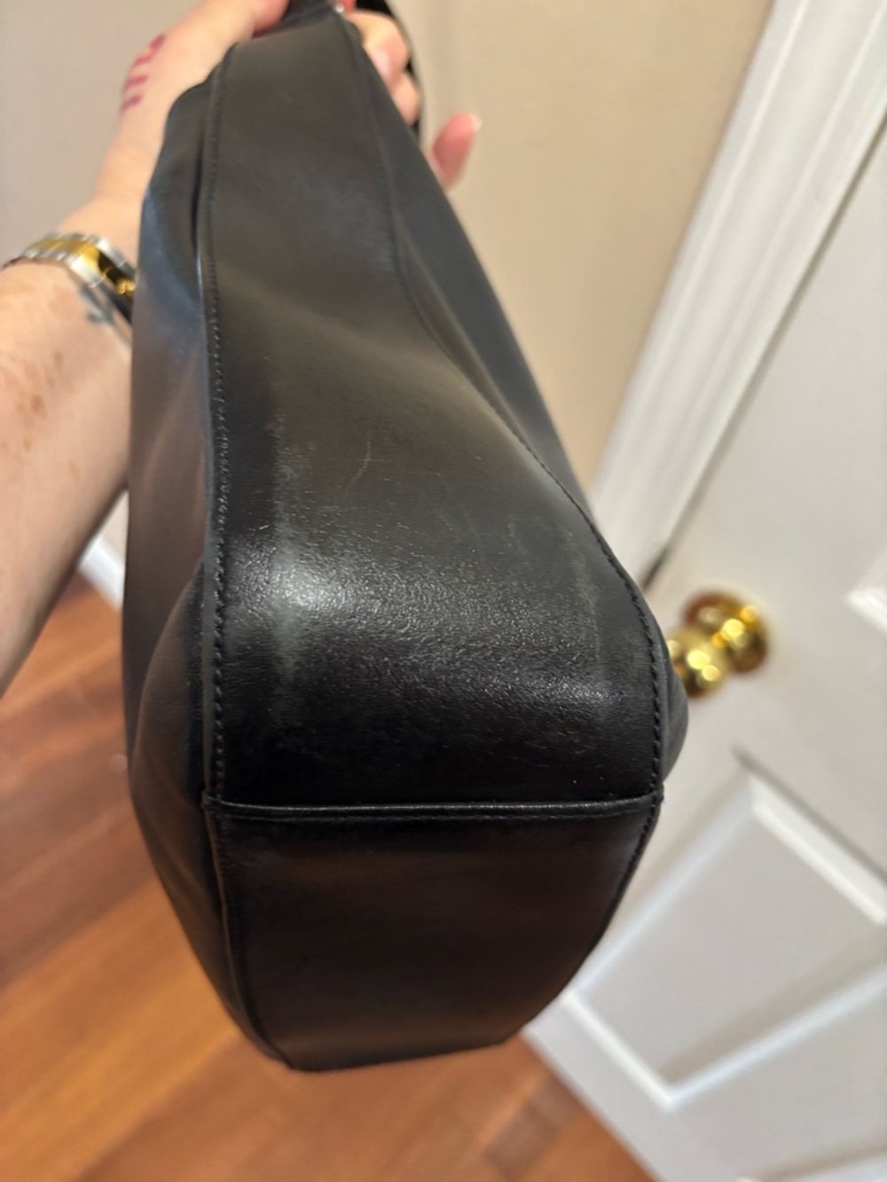 Coach VINTAGE F0D-9180 Whitney MADE IN USA Black Glove Tanned Leather Hobo EUC - Picture 12 of 16